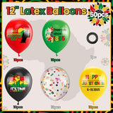50 Pcs Happy Juneteenth Balloons - Freedom Day Black Patriotic Decoration Latex Balloons for 1865 June 19th Black History Party