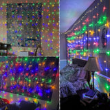 300 Led Curtain Lights, Remote Control Christmas Decorative Hanging String Lights, 8 Lighting Mode, Plug In For Indoor O