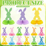 12 Pcs Easter Bunny Party Decoration Honeycomb Centerpieces Bunny Table Decor 3D Paper Honeycomb Table Topper For Easter Party Favor Decor