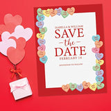 Candy Hearts Letter Paper - Decorative Stationery With Heart Border, Printable Valentine'S Day, Wedding & Bridal Shower, & Invitation Letterhead Sheets, Set Of 25, 8 1/2" X 11"