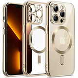 JETech Soft Clear Case for iPhone 13 Pro Max 6.7-Inch, Camera Lens Full Protection, Compatible with MagSafe Wireless Charging, Shockproof Electroplated TPU Phone Cover (Gold)