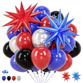58Pcs Red Blue Black Balloons 12 Inch Metallic Silver Balloon Decorations For Man Boys Kids Hero Birthday Party Decor Backdrop Supplies