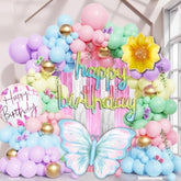 Balloon Garland, Birthday Balloon Arch, Butterfly Balloons, 72-Piece Colorful Set With Butterfly, Flower & Happy Birthday, Elegant Spring Party Decorations