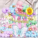 Balloon Garland, Birthday Balloon Arch, Butterfly Balloons, 72-Piece Colorful Set With Butterfly, Flower & Happy Birthday, Elegant Spring Party Decorations