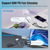 Usb C Splitter Adapter Y Cable, Usb-C Male To 2 Usb-C Female & 1 Usb-A Female