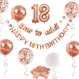 Rose Gold Time To Adult Happy 18Th Birthday Banner Garland Foil Balloon 18 For 18Th Birthday Decorations Hanging Eighteen Year Old Birthday Party Decor For Men Boys Girls 18 Birthday Party Supplies