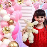 62Pcs Pink Gold Confetti Latex Balloons Kit, 12 Inch Pink White Gold H