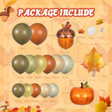 179pcs Pumpkin Fall Balloon Garland Arch Kit Orange Yellow Brown Burgundy Maple Leaves