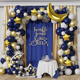 Twinkle Twinkle Little Star Party Decorations,127Pcs Navy Blue White Gold Balloon Garland Arch Kit,Moon And Star Foil Balloons Baby Shower Gender Reveal Birthday Ramadan Eid Mubarak Party Decorations