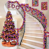 50Ft Halloween Tinsel Garland - Orange Pumpkin, Black Spider & Purple Bat Metallic Party Decor