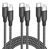 Usb C Cable Fast Charging, 3 Pack 10Ft Usb C To Usb C Cable, 60W Type C Nylon Braided Charger Cable For Iphone 16/15/Ipad Macbook Carplay And More-(Black White)