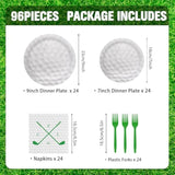 96Pcs Golf Party Plates Napkins Golf Birthday Party Supplies Paper Plates Plastic Forks Disposable Tableware Set For Kids Serve 24 Guests