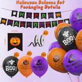 60 Pack 12 Inch Halloween Balloons Orange Black Purple with Ribbons Party Decor