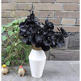 Artificial Orchid Stems Set Of 3,18” Black Dancing Orchid,Uv Resistant No Fade Phalaenopsis,Silk Plants Real Touch Orchid For Christmas Flower Arrangements Wreaths