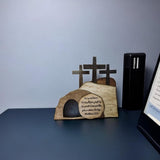 The Empty Tomb Easter Scene And Cross Decoration, He Is Risen Decor,Jesus Tomb Tray Bundle Kit, Wooden Easter Jesus Sign Tiered Tray Decorations For The Home, Tabletop, Office (Wood)