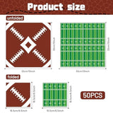 Pack Of 50, Football Paper Napkins, 25 Brown Football And 25 Green Field Design Disposable Cocktail Napkins For Sports Football Game Events Supplies Birthday Party Decorations, 13X13 Inches Unfolded