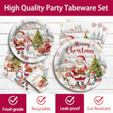 140 Pcs Christmas Party Supplies with Santa, Tree Plates, Napkins, and Tableware