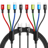 2 Pack 4FT 4 in 1 Multi Charging Cable 3.5A Braided USB Cord for iPhone Samsung Type C
