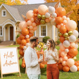 Fall Balloon Arch Kit: Burnt Orange, Gold & White Balloons, Autumn Decor