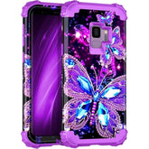 For Galaxy S9 Case,Glow In The Dark Three Layer Heavy Duty Shockproof Hard Pc+Soft Silicone Bumper Rugged Anti-Slip Protective Cases For Samsung Galaxy S9,Amaranth Purple