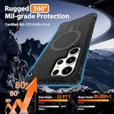 For Samsung Galaxy-S23-Ultra-Case With Magsafe, 2×Screen Protector, S23 Ultra Magnetic Phone Case Anti-Fingerprint Military Grade Shockproof Protective Cover For Galaxy S23 Ultra,Black