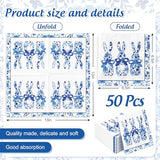 50 Pcs Easter Paper Napkin Blue Chinoiserie Bunny Disposable Luncheon Napkins Rabbit Decorative Dinner Napkin for Holiday Birthday Baby ShowerParty Tableware Supplies