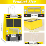 24Pcs School Bus Goodie Bag School Bus Gift Snacks Candy Party Favors Bags With Handles Yellow School Bus Party Treat Bags For Kids Welcome Back To School Birthday Baby Shower Supplies