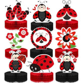 9 Pieces Ladybug Party Decorations Supplies Ladybug Honeycomb Centerpi