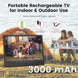 14'' Portable Tv,Small Tv With Batterys-Hdmi,Usb,Av Slot And 1 Antenna,Remote Control,12 Volt Car Cable/Ac For Rv Car/Camping/Kitchen