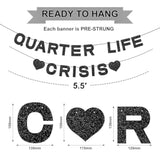 25Th Birthday Decoration For Women, Quarter Life Crisis Happy Birthday Banner Background, Black 25 Balloons Numbers Give Her Cheering 25Th Party Gift, Black 25 Party Supplies