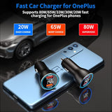 Usb Car Charger Adapter 80W Super-Vooc Charging For Oneplus 13 12 11 10 Pro Open Usb A To C Charge Cable 3.3Ft, Warp Dash Charge For Oneplus Nord 2 9 8 7 Pro 7T 7 6 6T 5