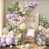 Pastel Balloon Arch Garland Kit 154Pcs, Double Stuffed Light Green Sage Green Purple Yellow Macaron Pink Balloons Arch Kit For Wildflower Baby Shower Wedding Birthday Party Decorations