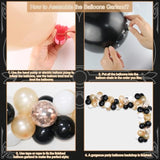 Whiskey Balloons Garland Arch Kit, Black White Champagne Gold Confetti