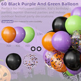 62Pcs Halloween Balloons Set - 12" Black, Orange, Green, Purple & Confetti Party Decor