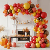 Fall Colors Balloon Garland Kit Brown Orange Yellow White Balloons for Autumn Party Decor