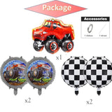Monster Truck Birthday Party Decorations, Red Truck Balloons,Checkered Balloons For Kids Monster Truck Theme Birthday/Babyshower Party Decoration