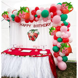 Diy Strawberry Balloon Garland Arch Kit For Girl Baby Shower Sweet One Strawberry First Birthday Theme Party Backdrop Decor (Pink)