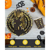 364PCS Black and Gold Party Supplies Dinnerware Set for 52 Guests