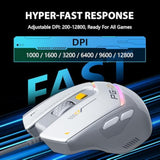 Pg1 Wired Computer Gaming Mouse Ergonomic, 12800 Dpi High-Precision, 6 Programmable Buttons, Rgb Backlit For Gaming - White Gray