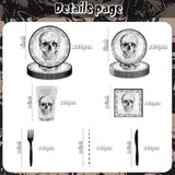 140Pcs Halloween Black Skull Birthday Party Decorations For 20 Guests - Disposable Tableware Skull Party Supplies Plates And Napkins Forks Cups Straws Baby Shower Halloween Birthday Decorations