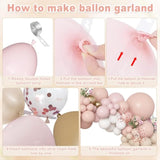 173Pcs Boho Dusty Pink Balloon Arch Garland Kit, Neutral Baby Pink Ivory White Sand Nude Rose Gold Confetti Balloons For Girl Baby Shower Gender Reveal Wedding Birthday Party Decorations