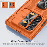 Galaxy Z Fold 7 Phone Case with Screen Protector and Stand, Orange