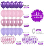 60PCS Pink & Purple Balloons – Confetti and Metallic 12" Latex for Birthday, Baby Shower, Wedding