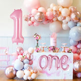 2 Pc Pastel Pink ONE Balloon Set 40" Number 1 & 26" Script Banner for 1st Birthday