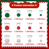 1200 Pieces Christmas Pom Pom Fluffy Pom Poms Mini Pom Balls For Craft Making And Christmas Decorations (4 Sizes, White, Green, Red)