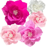 5 Pcs Pink Paper Flowers Tissue Wall Décor for Wedding, Birthday, Baby Shower