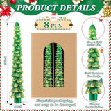 8 Pack Christmas Tree Candles, 10 Inch Pure Beeswax Christmas Tree Shaped Taper Candles For Xmas Holiday Decor, Advent Party Banquet Centerpiece Decoration(Green With Gold Trim)