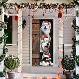 Funny Merry Christmas Dogs Door Banner - Santa Husky Dogs Decoration Xmas Party Supplies Photography Background New Year Sign