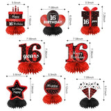 Red Black 16Th Birthday Decorations Table Honeycomb Centerpieces, 8Pcs