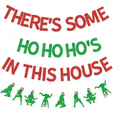 Funny Christmas Banner There'S Some Ho Ho Hos In This House Banner Garland Red And Green Christmas Winter Holiday Birthday Bachelorette Party Decorations